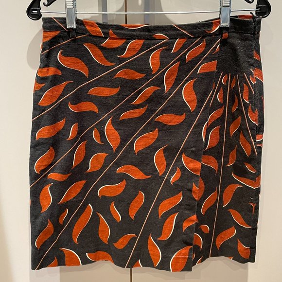 Dorothee Schumacher Black +Orange Wrap Mini Skirt-Cotton-Large - Picture 12 of 16